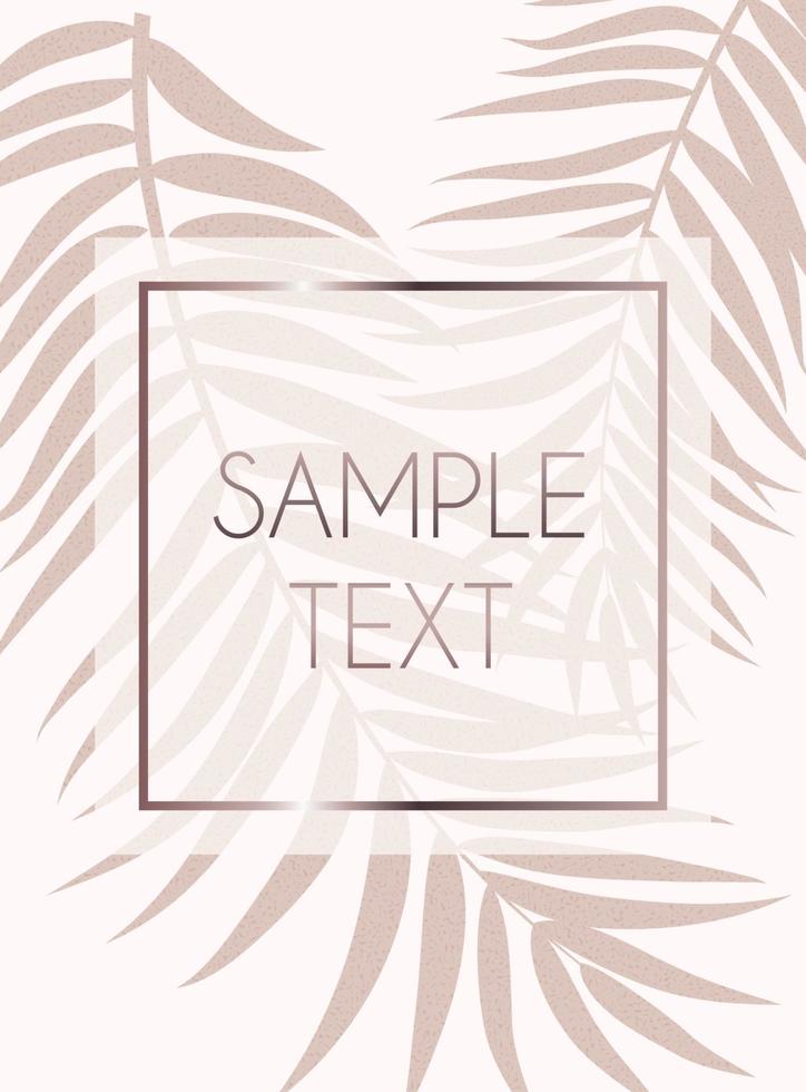 Abstract Rose Gold Beautifil Palm Tree Leaf  Silhouette Background Vector Illustration