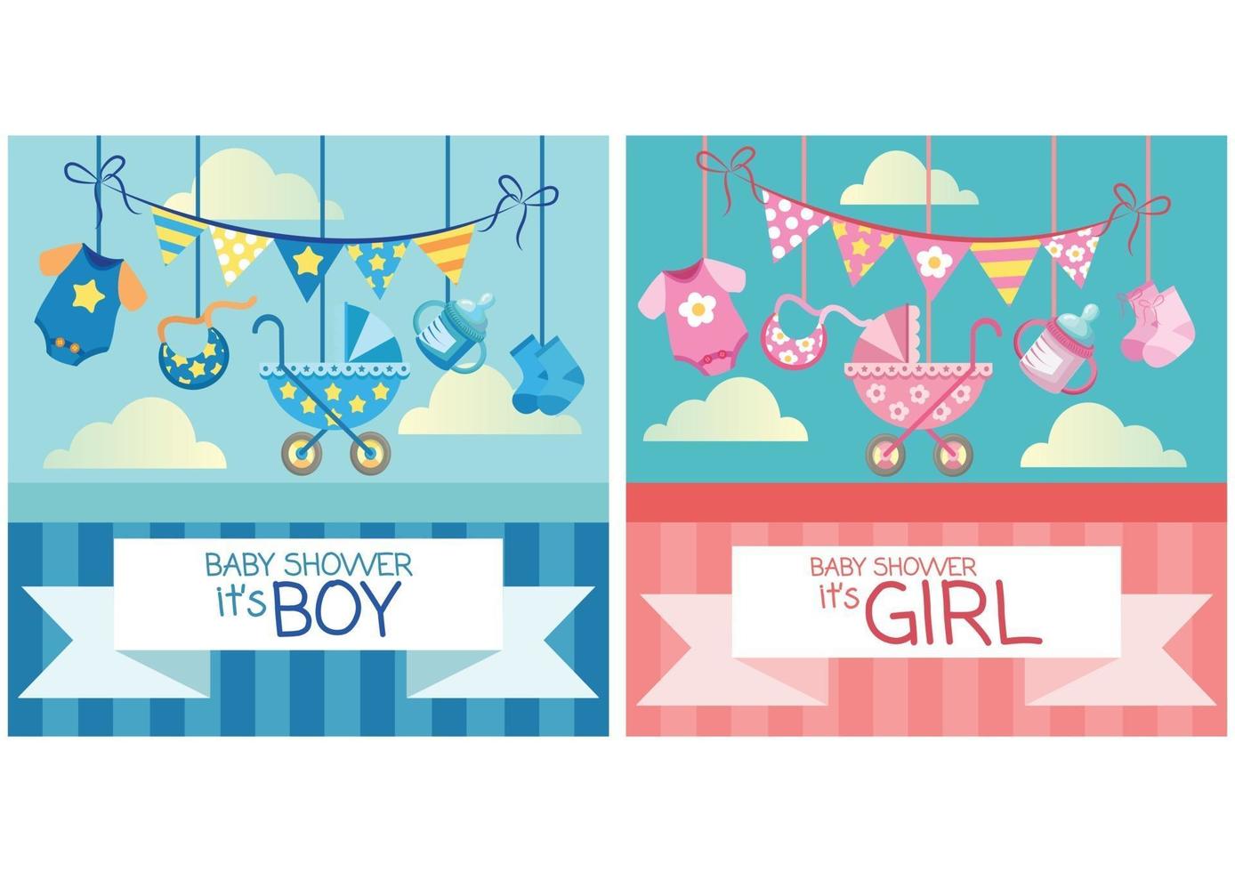 cosas para recién nacidos baby shower para niñas y niños vector