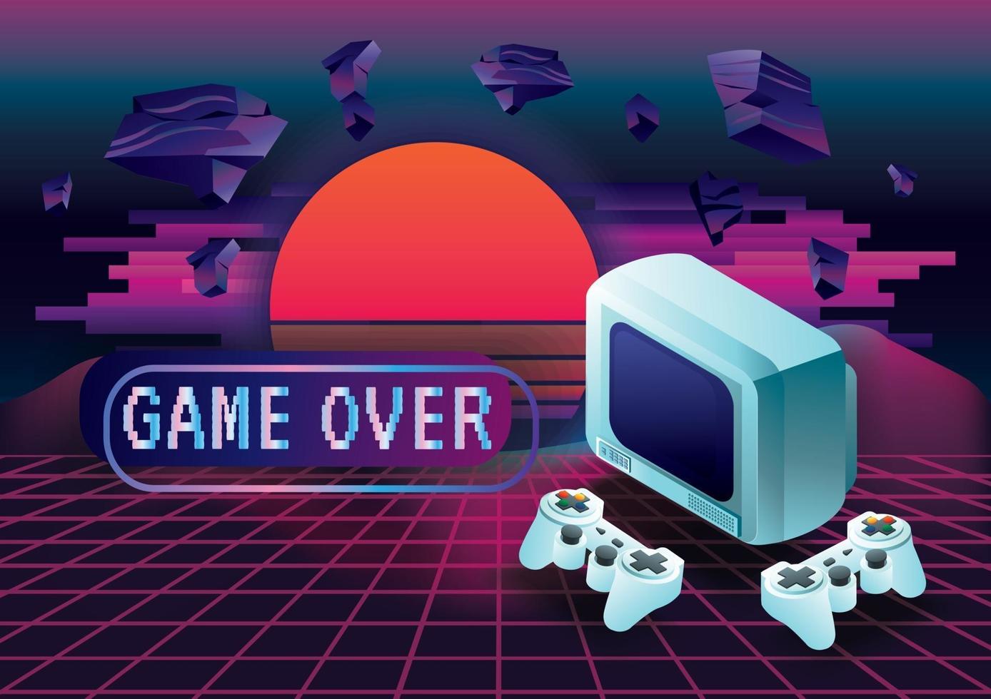 game over art icon background vector