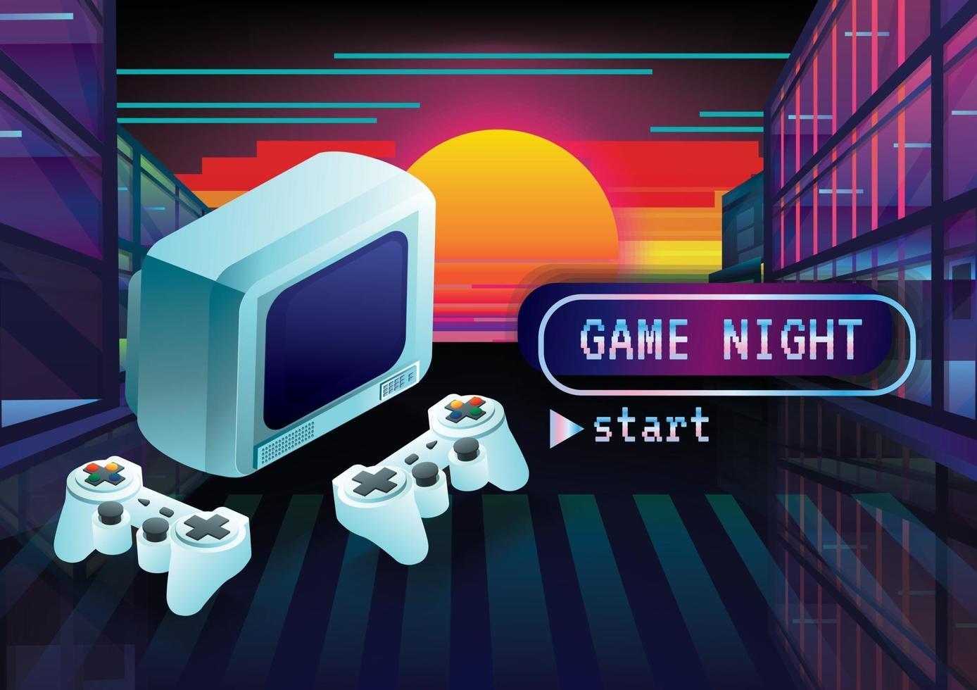 Gaming night zone vector art icon background