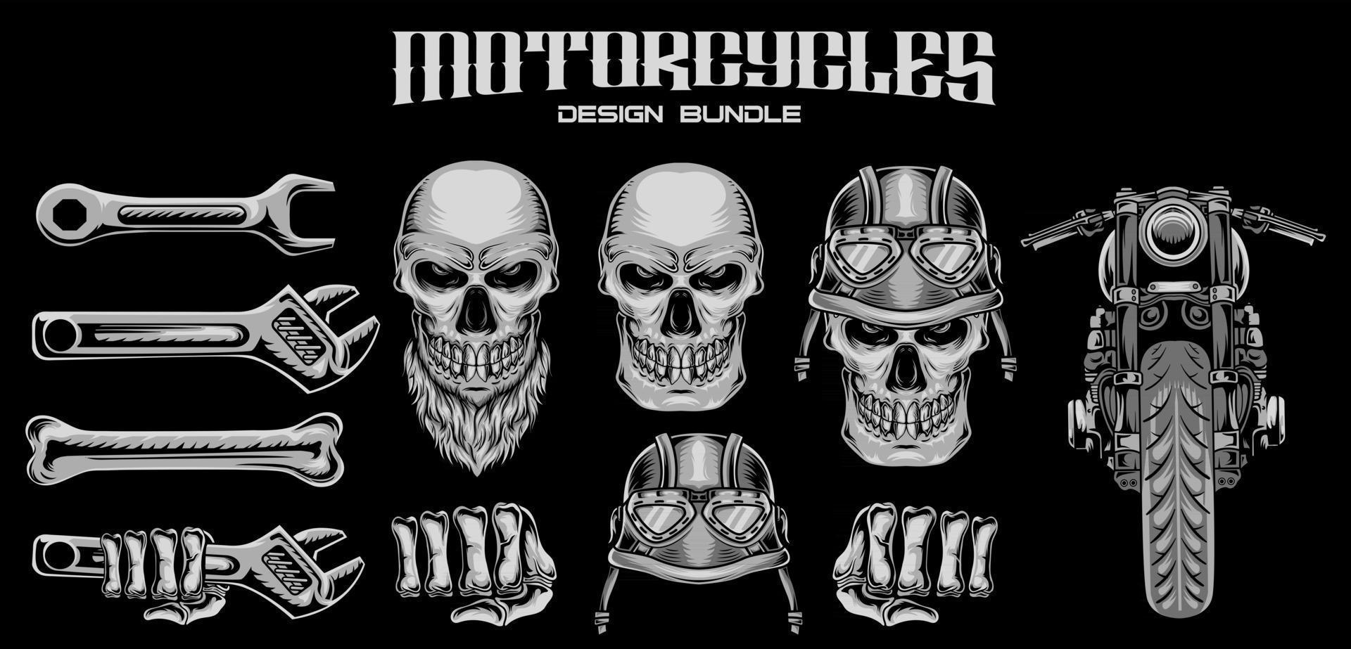 Set Bundle Illustration Motorcycle Club Vector