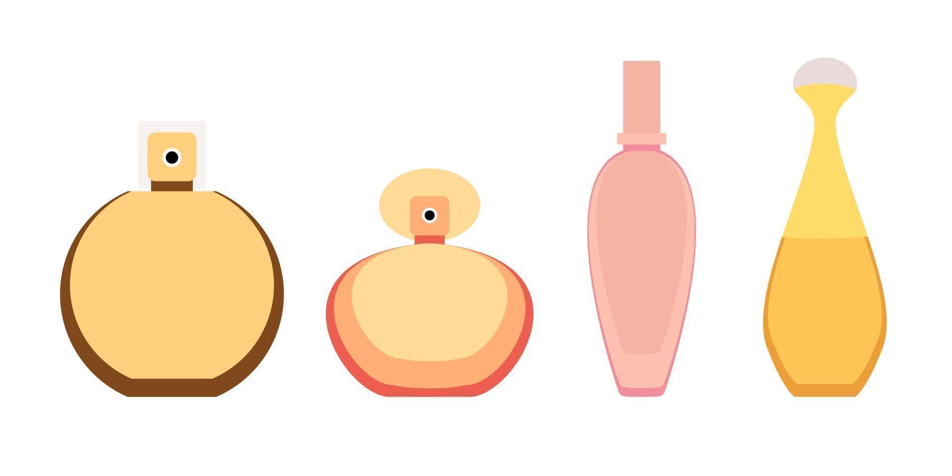 Collection of perfume and adekalon bottle icon. Vector Illustration