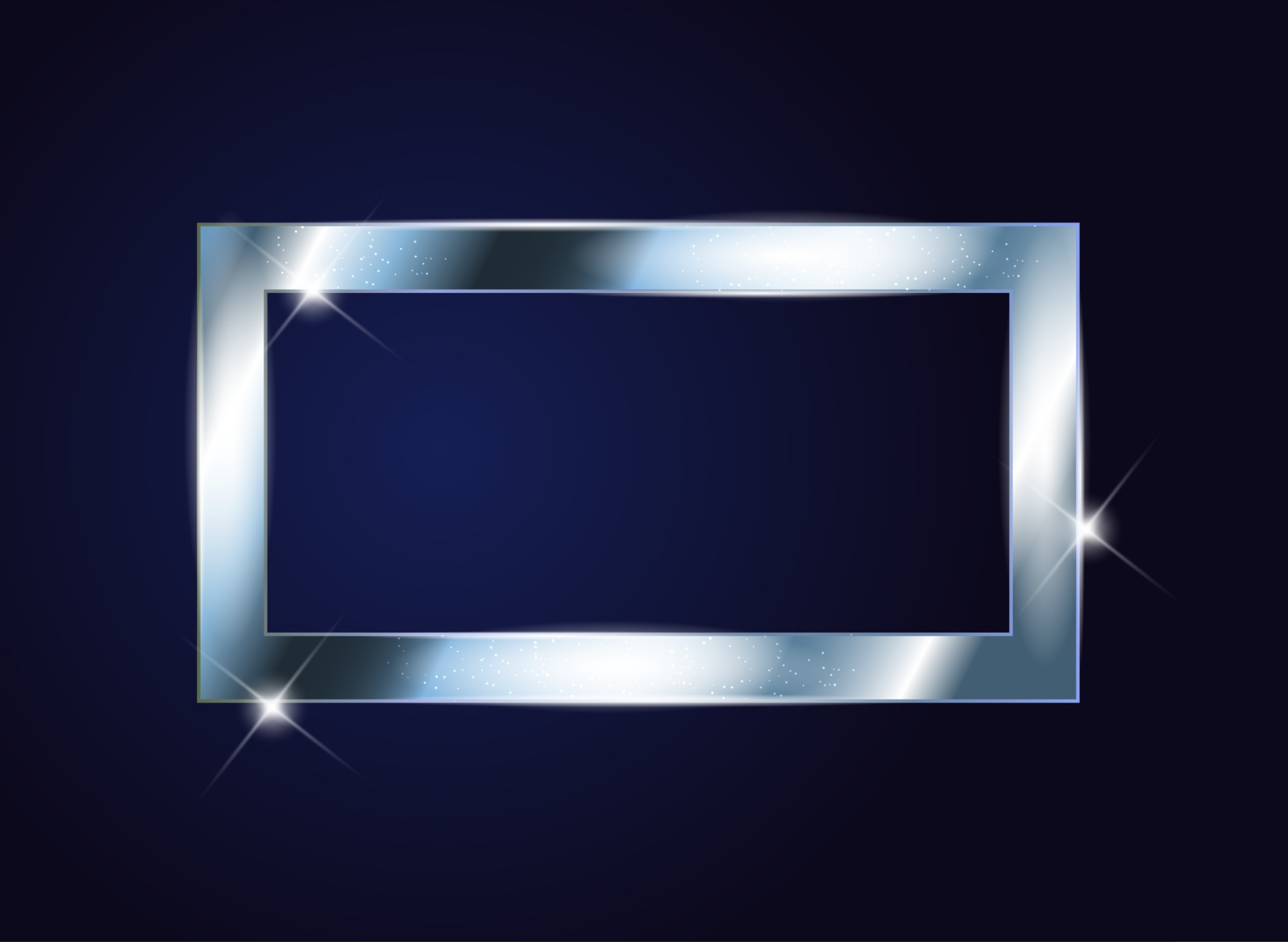 Silver Paint Glittering Textured Frame on Dark Background. Vector