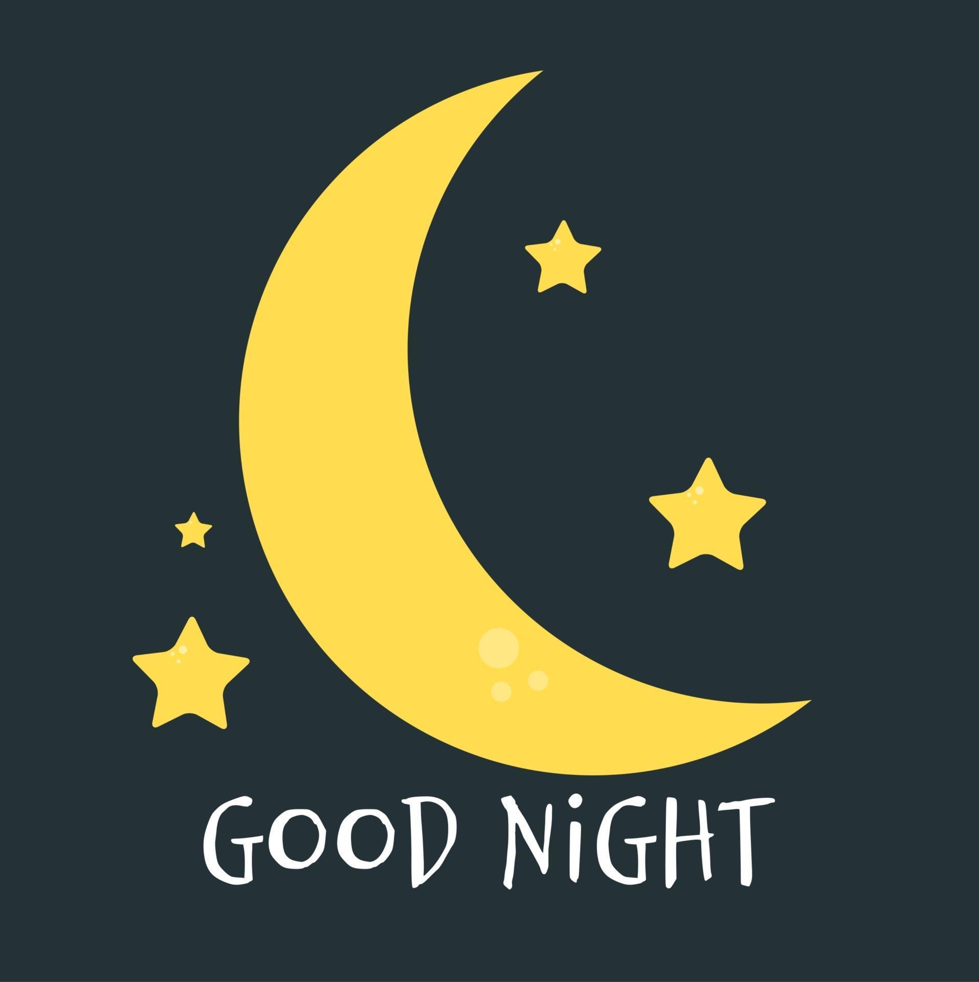 Cute little Moon on the night sky. Good night. vector illustration ...