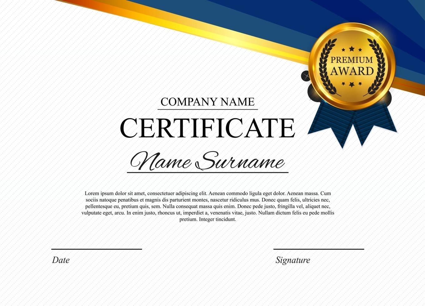 Certificate template Background. Award diploma design blank. Vector Illustration