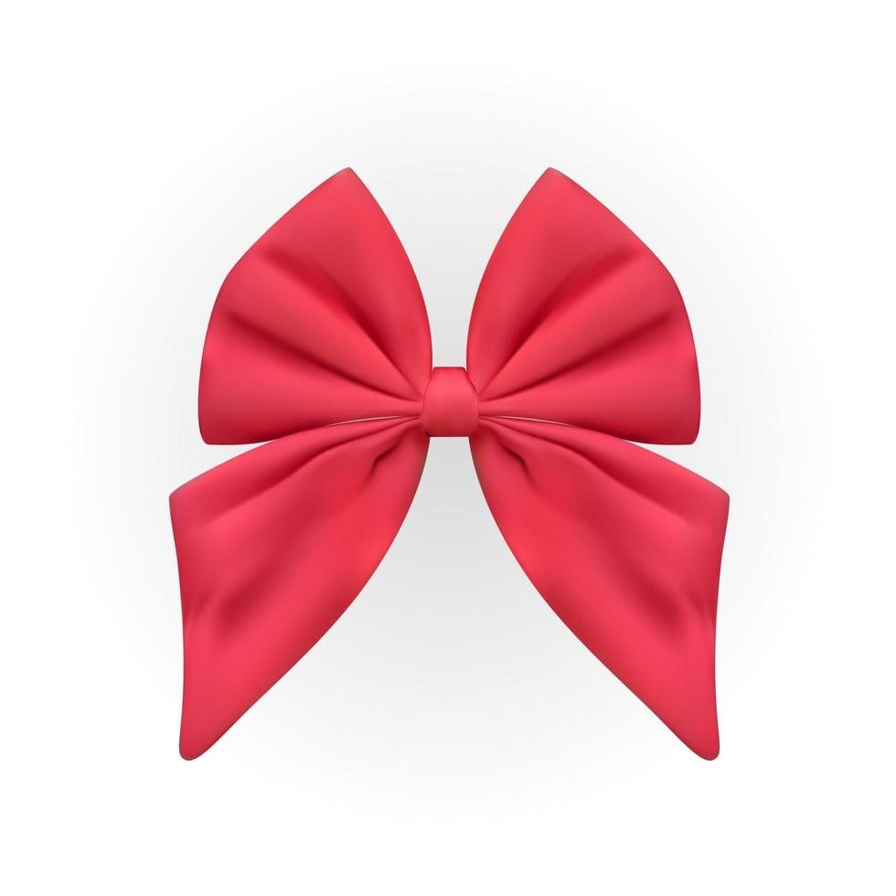 Design Product Red Ribbon and Bow. 3D Realistic Vector Illustration