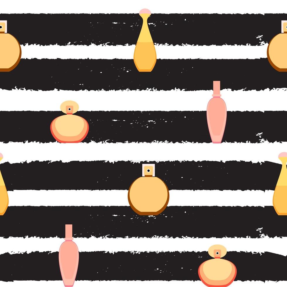 Seamless Pattern of perfume and adekalon bottle. Vector Illustration