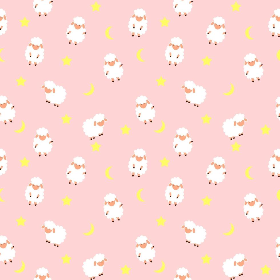 Cute little sheep Seamless Pattern Background. vector illustration.
