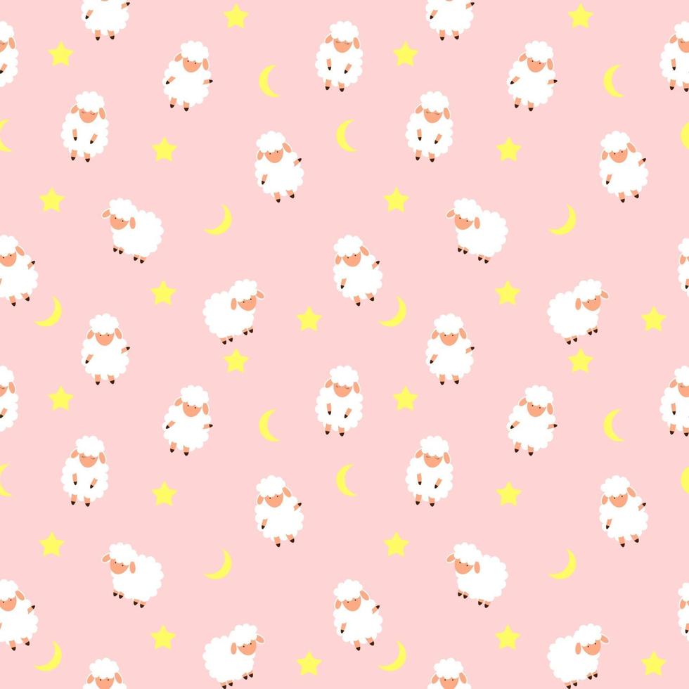 Cute little sheep Seamless Pattern Background. vector illustration.