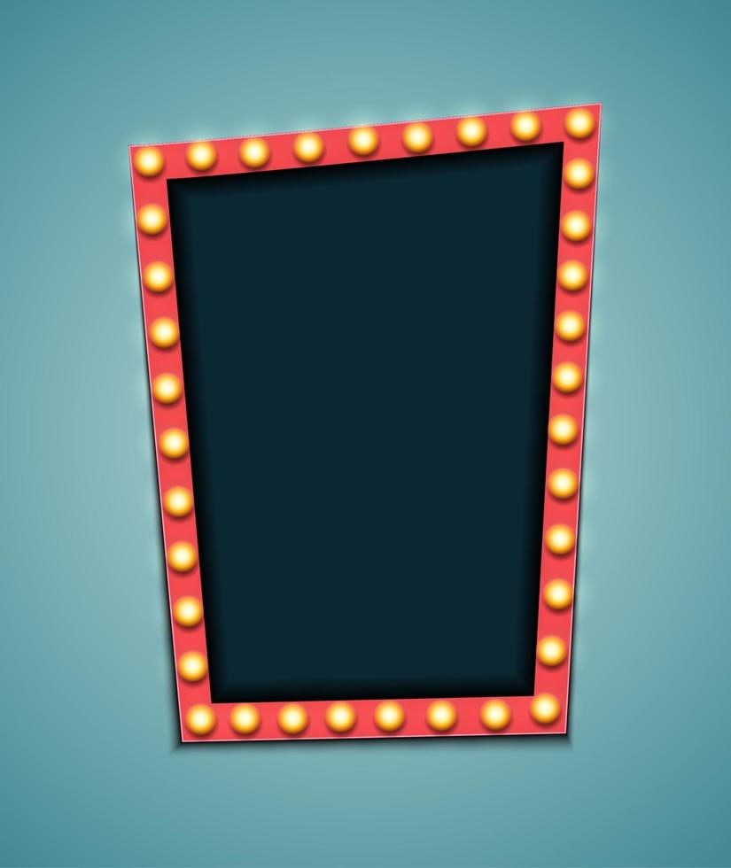 Vintage 3d light retro frame. Vector Illustration