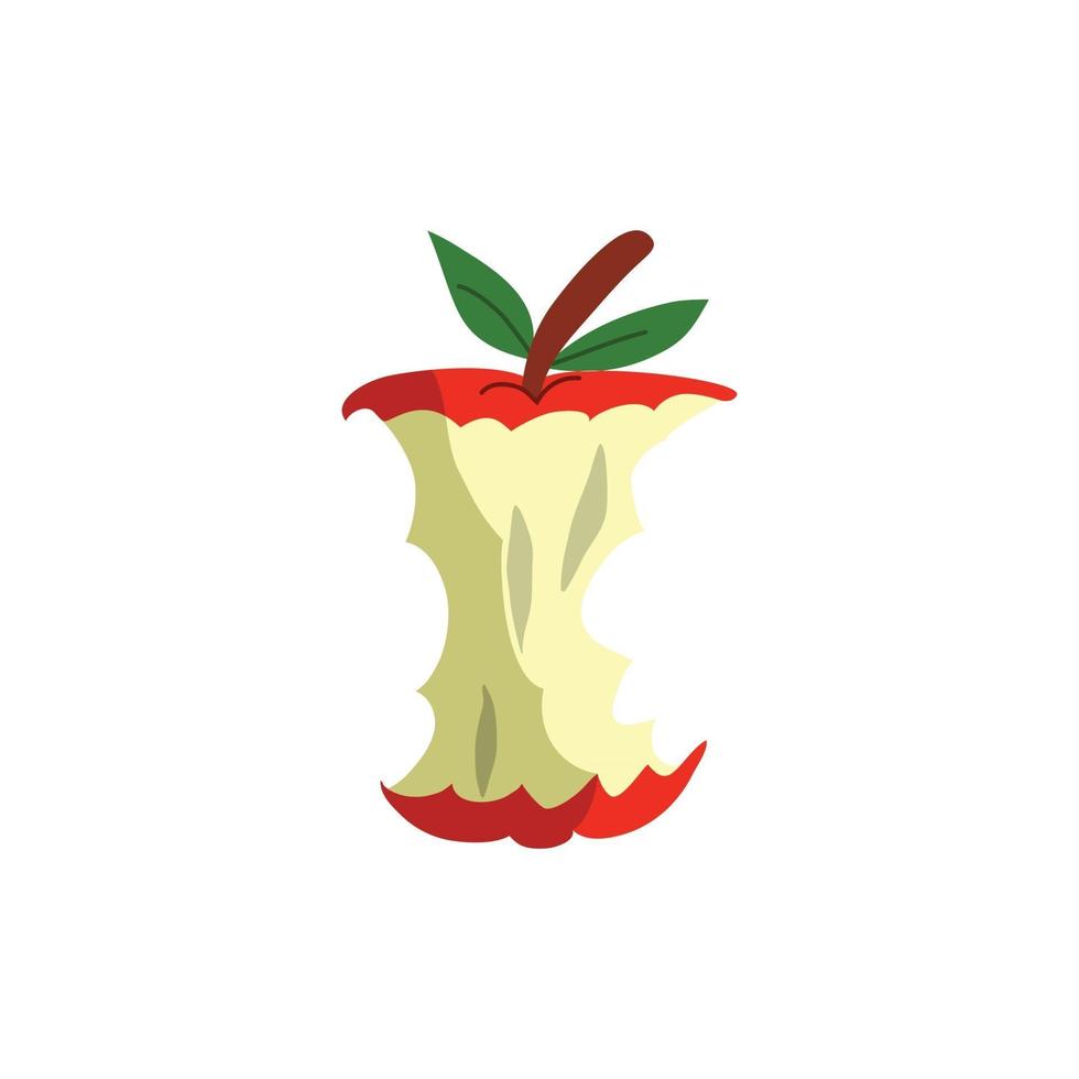 illustration Red apple eaten, Bitten red apple Vector illustration