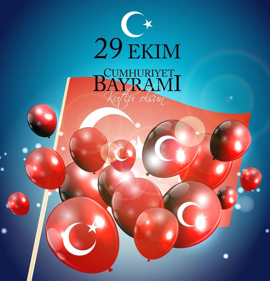 29 ekim cumhuriyet bayrami kutlu olsun. traducción 29 de octubre día de la república de turquía y el día nacional de turquía, felices fiestas vector