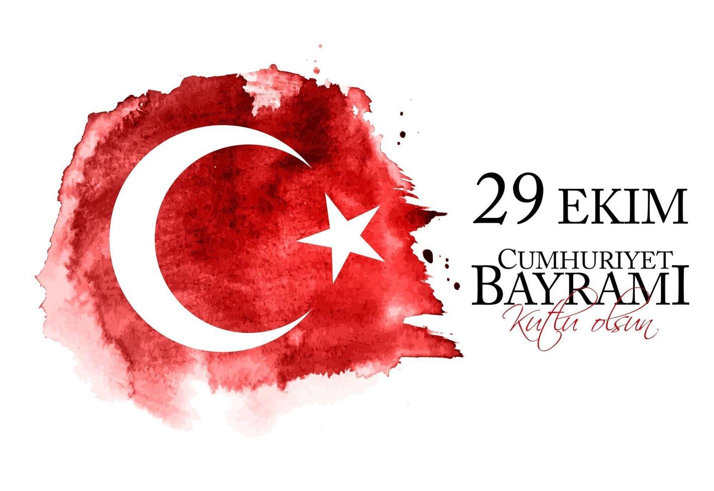 29 ekim cumhuriyet bayrami kutlu olsun. traducción 29 de octubre día de la república de turquía y el día nacional de turquía, felices fiestas vector