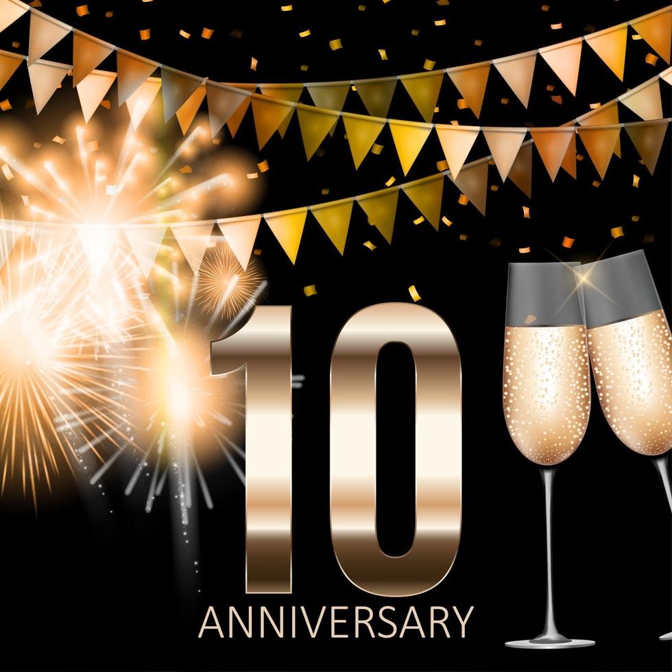10 Anniversary emblem template design background. Vector Illustration