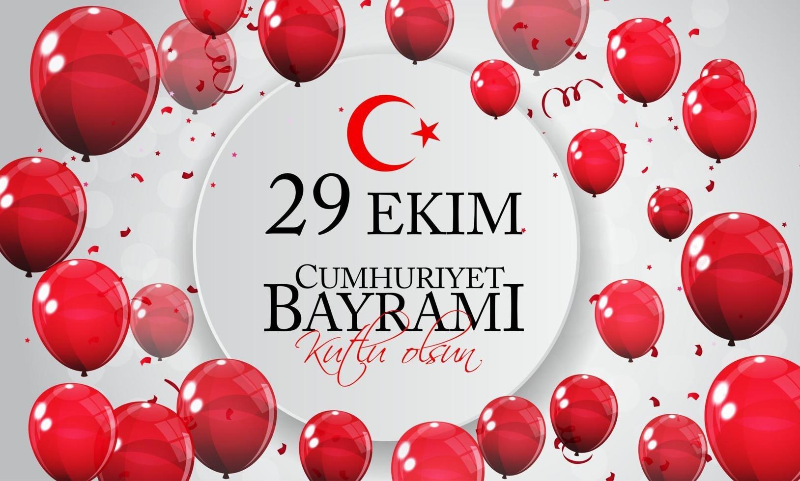 29 ekim cumhuriyet bayrami kutlu olsun. traducción 29 de octubre día de la república de turquía y el día nacional de turquía, felices fiestas vector