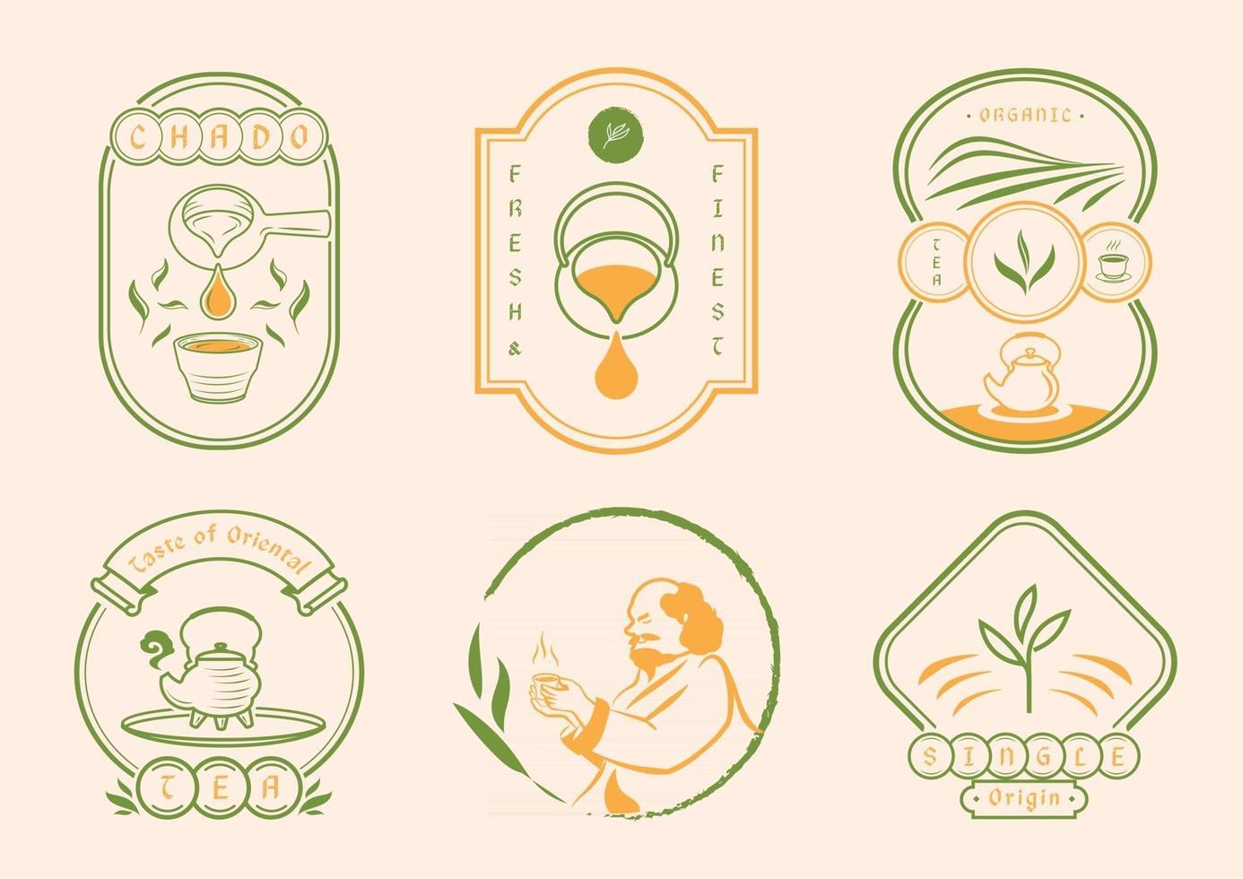 Chinese tea with classic badge style vector