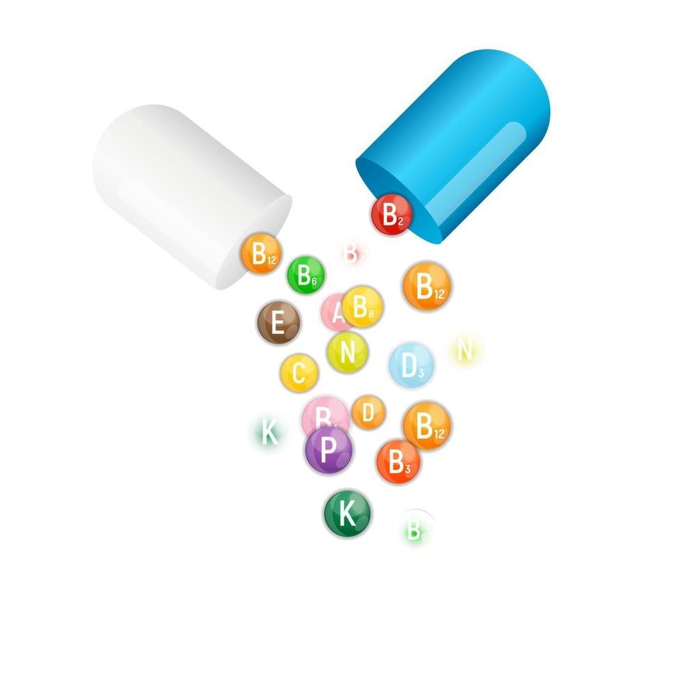 Vitamin and Antioxidant Complex. Vector Illustration