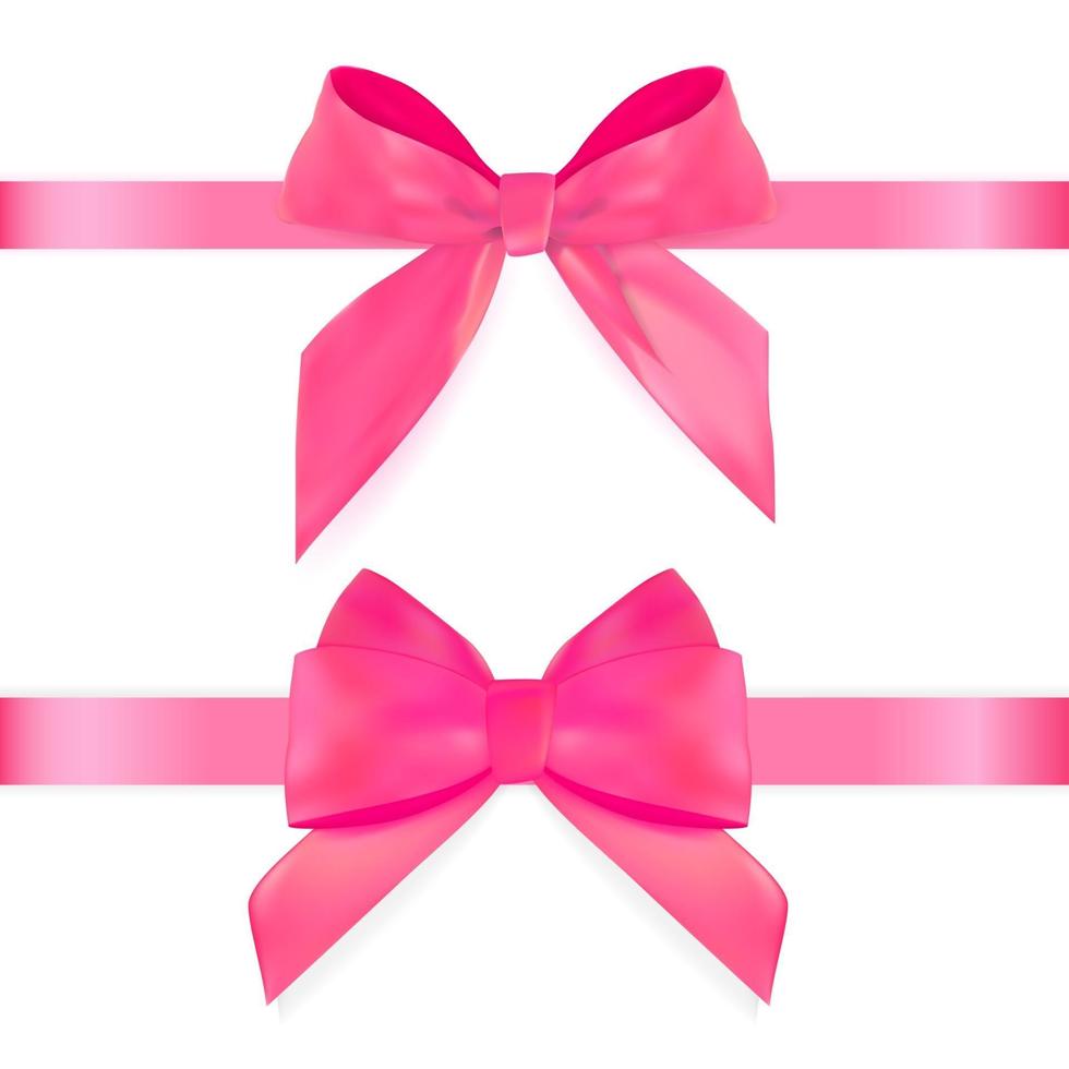 Decorative pink bow with ribbon isolated on white. 3D Realistic Vector  Illustration 2795831 Vector Art at Vecteezy