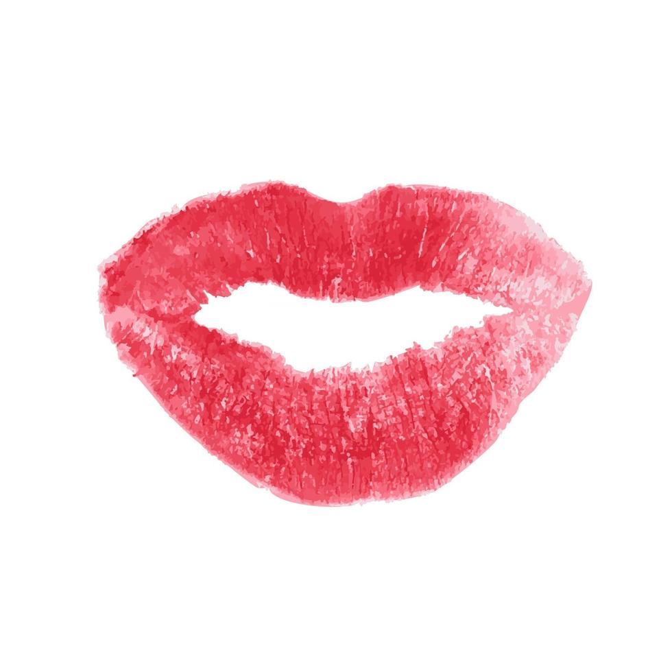Naturalistic Lips Painted with red lipstick. Vector Illustration. EPS10
