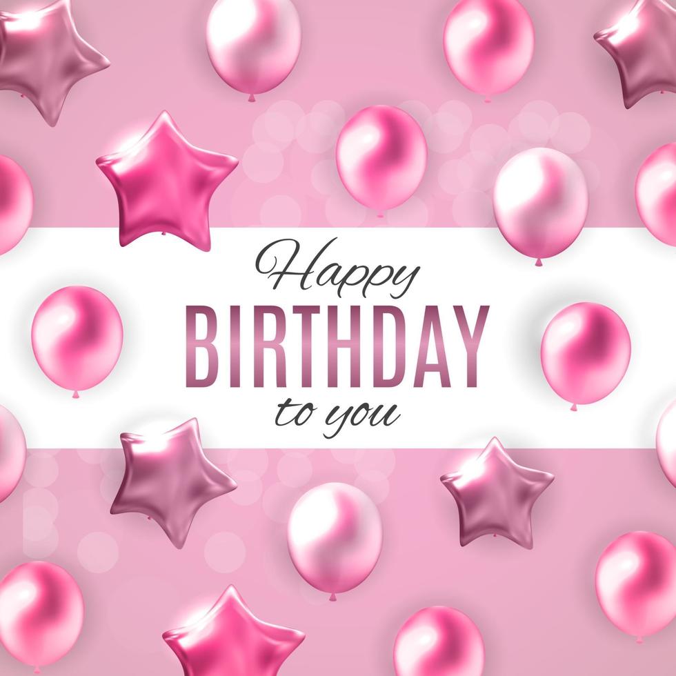 Color Glossy Happy Birthday Balloons Banner Background Vector ...