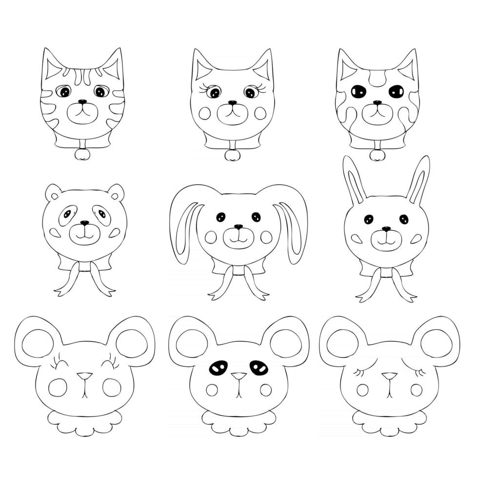 Simple doodle set of cute little animal faces 2795935 Vector Art at Vecteezy Simple doodle set of cute little animal faces 2795935 Vector Art at Vecteezy