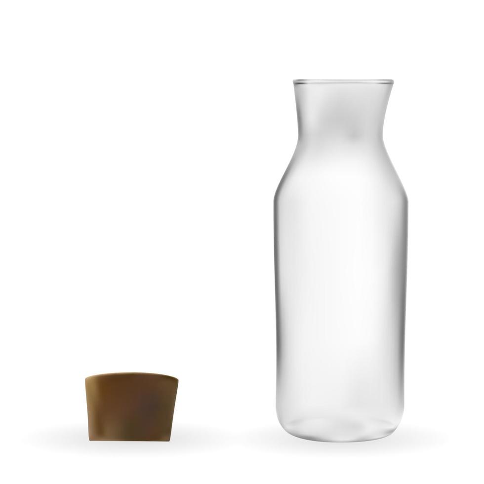 Realistic 3D model of Glass bottle with lid. Vector Illustration