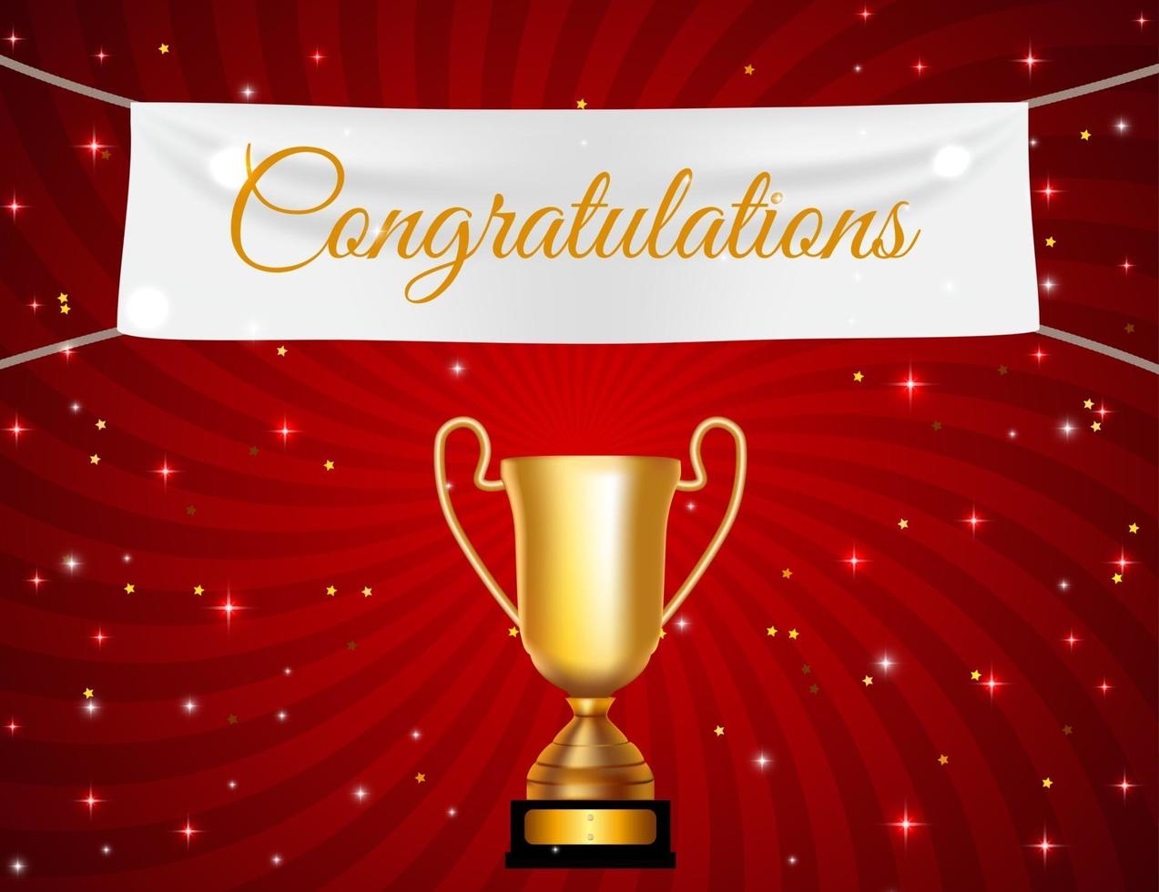 Gold Cup Winner Congratulations Background. Vector Illustration