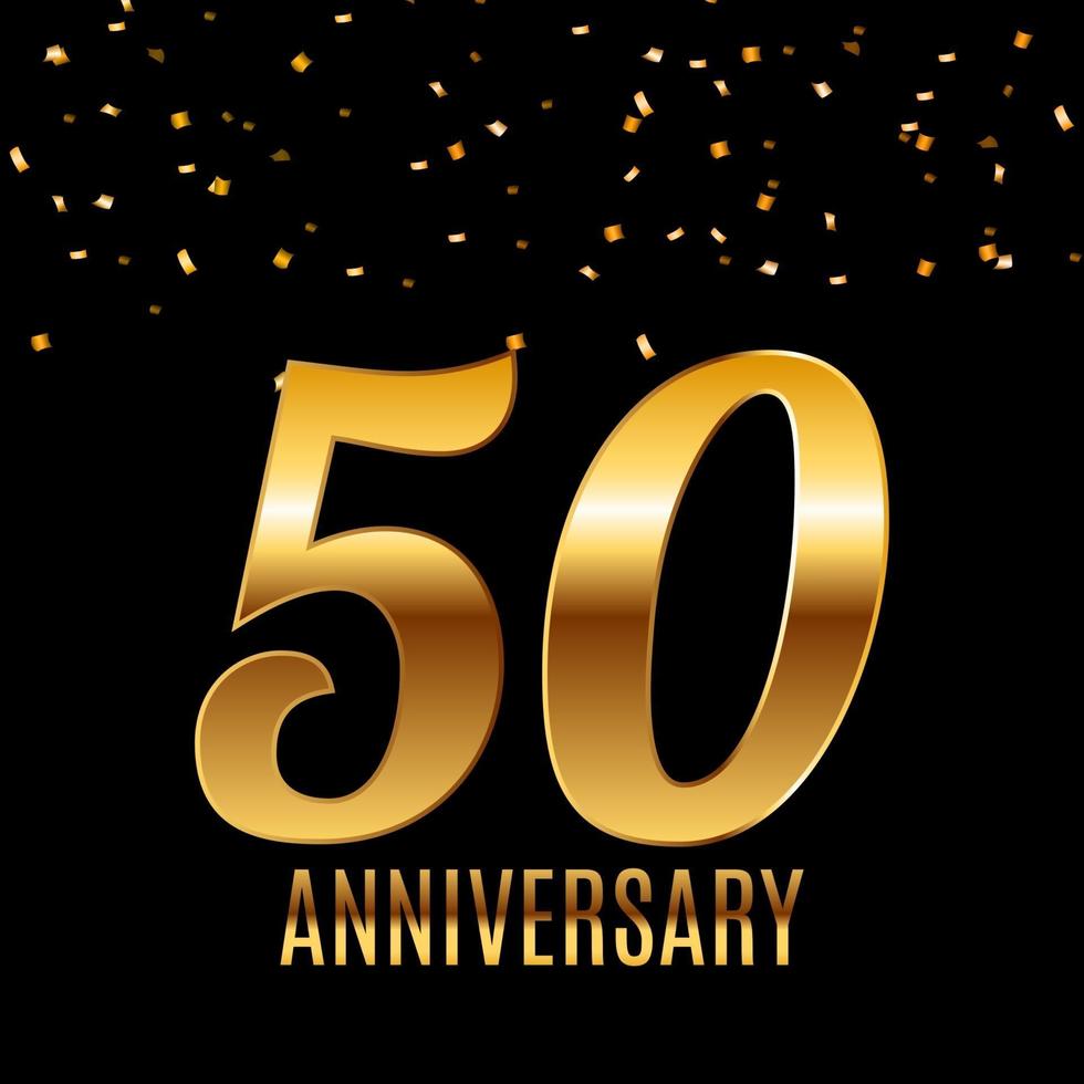 Celebrating 50 Anniversary emblem template design with gold numbers poster background. Vector Illustration