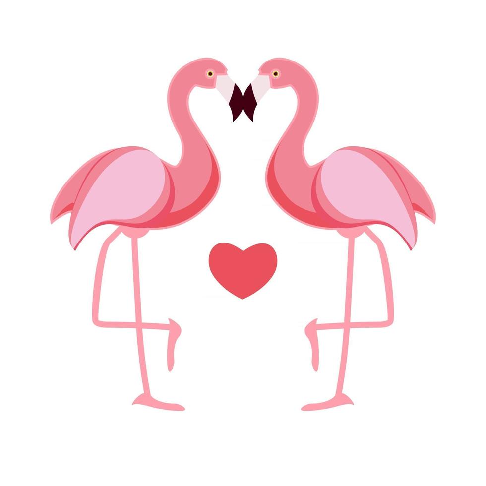 Cute Flamingo Love Background Vector Illustration