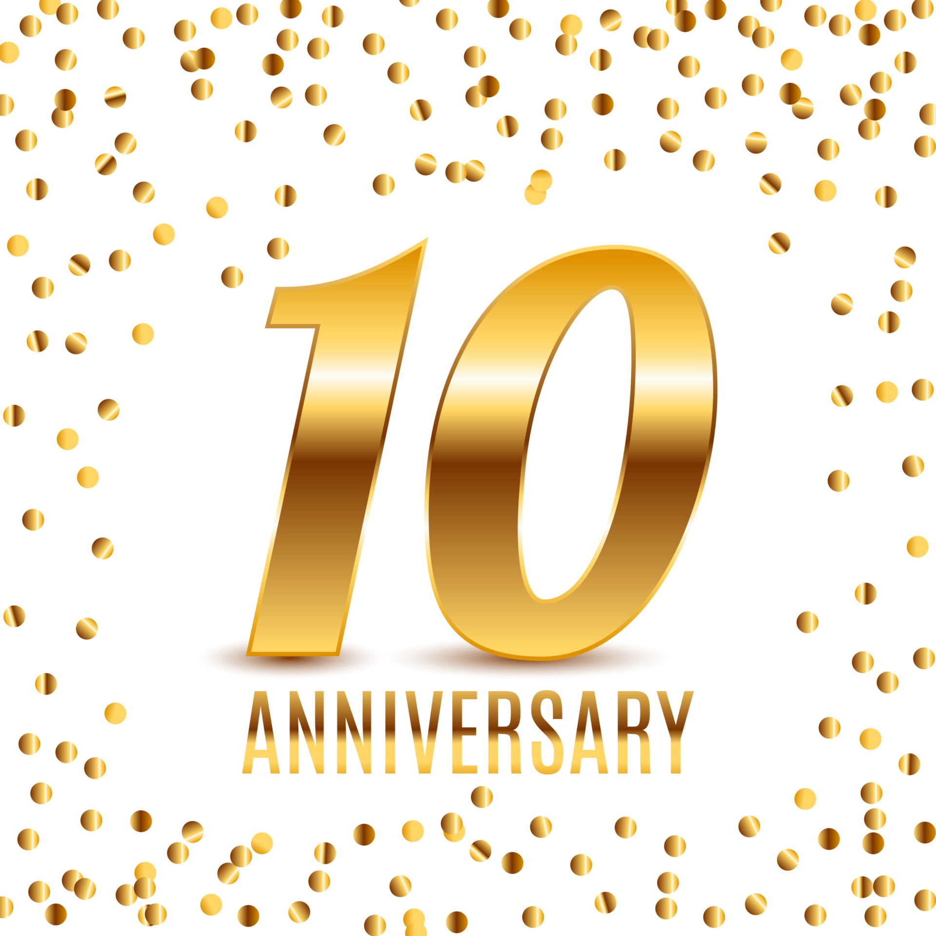 Celebrating 10 Anniversary emblem template design with gold numbers poster  background. Vector Illustration 2796031 Vector Art at Vecteezy