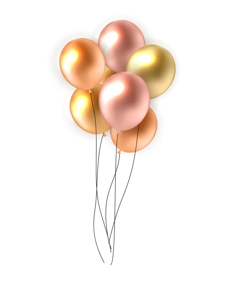 Color Glossy Happy Birthday Balloons Banner Background Vector Illustration