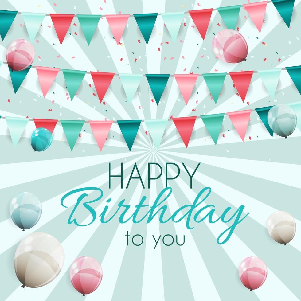 Color Glossy Happy Birthday Balloons Banner Background Vector Illustration