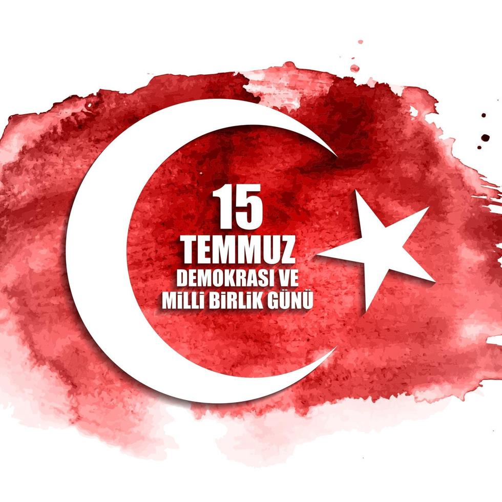 15 de julio, felices fiestas democracia república de turquía turco habla 15 temmuz demokrasi ve milli birlik gunu. ilustración vectorial vector