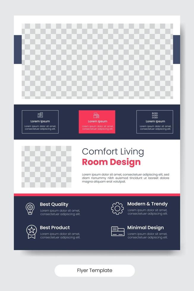 Living room design flayer template vector