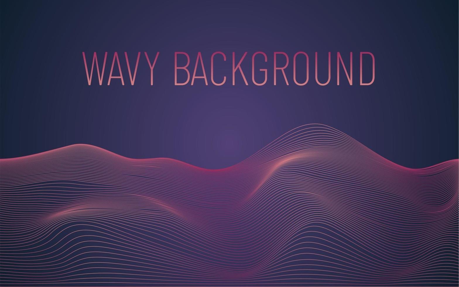 Wavy geometric gradient background with shaped lines vector