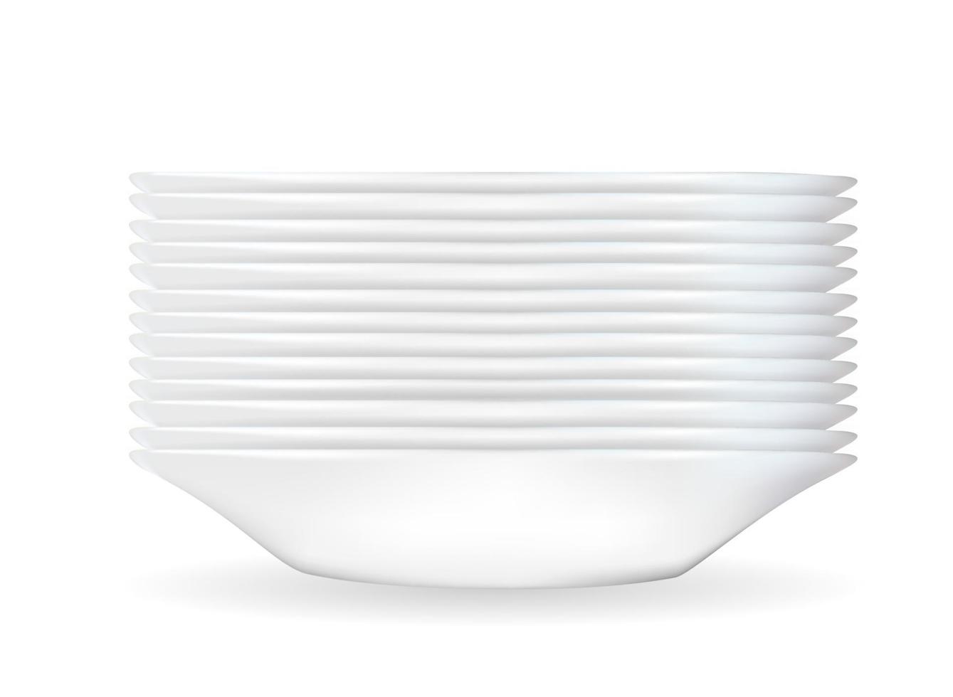 Realistic 3D model of a deep white dish. Vector Illustration