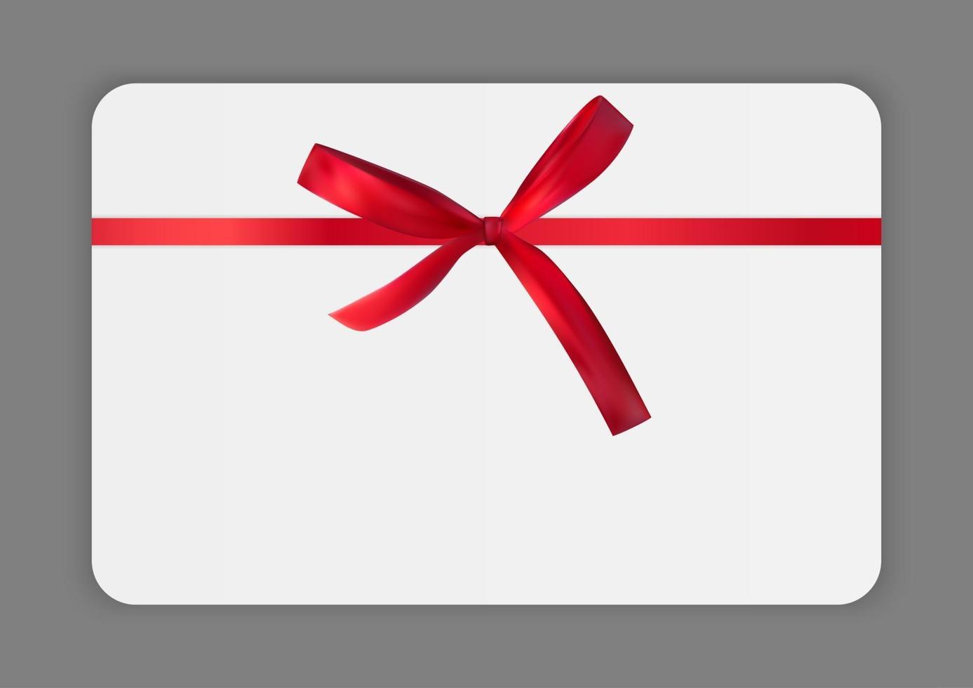 plantilla de tarjeta de regalo en blanco con lazo rojo y cinta. ilustración vectorial para su negocio vector