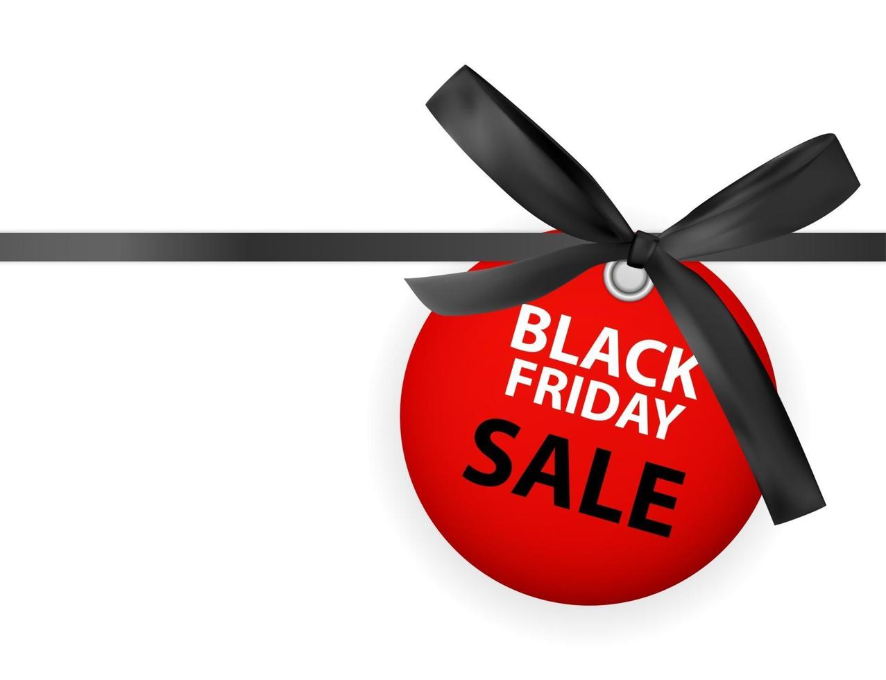 Black Friday Sale Labei with Bow and Ribbon Isolated on White Background Vector Illustration