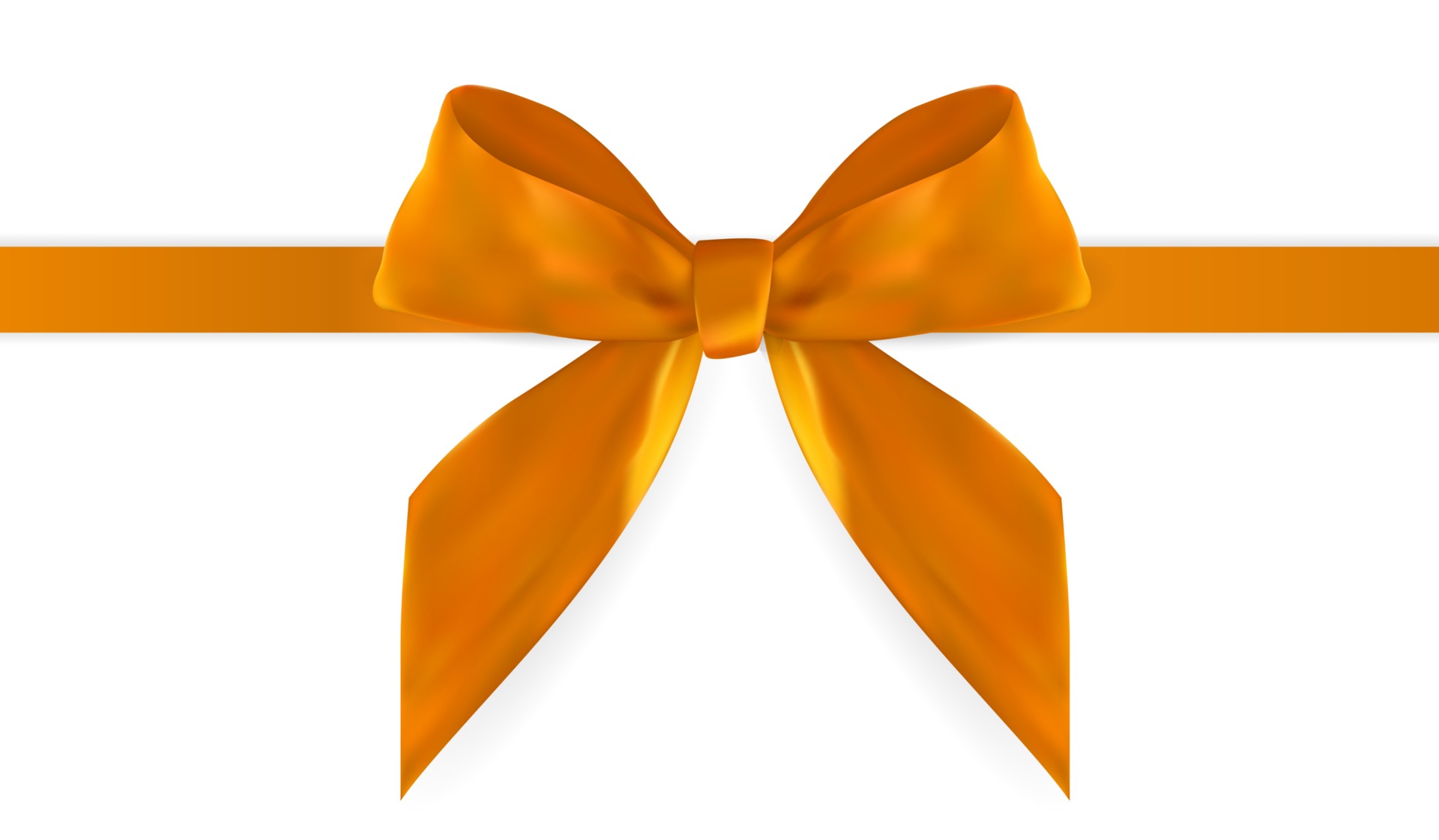 Decorative orange bow with ribbon isolated on white. 3D Realistic