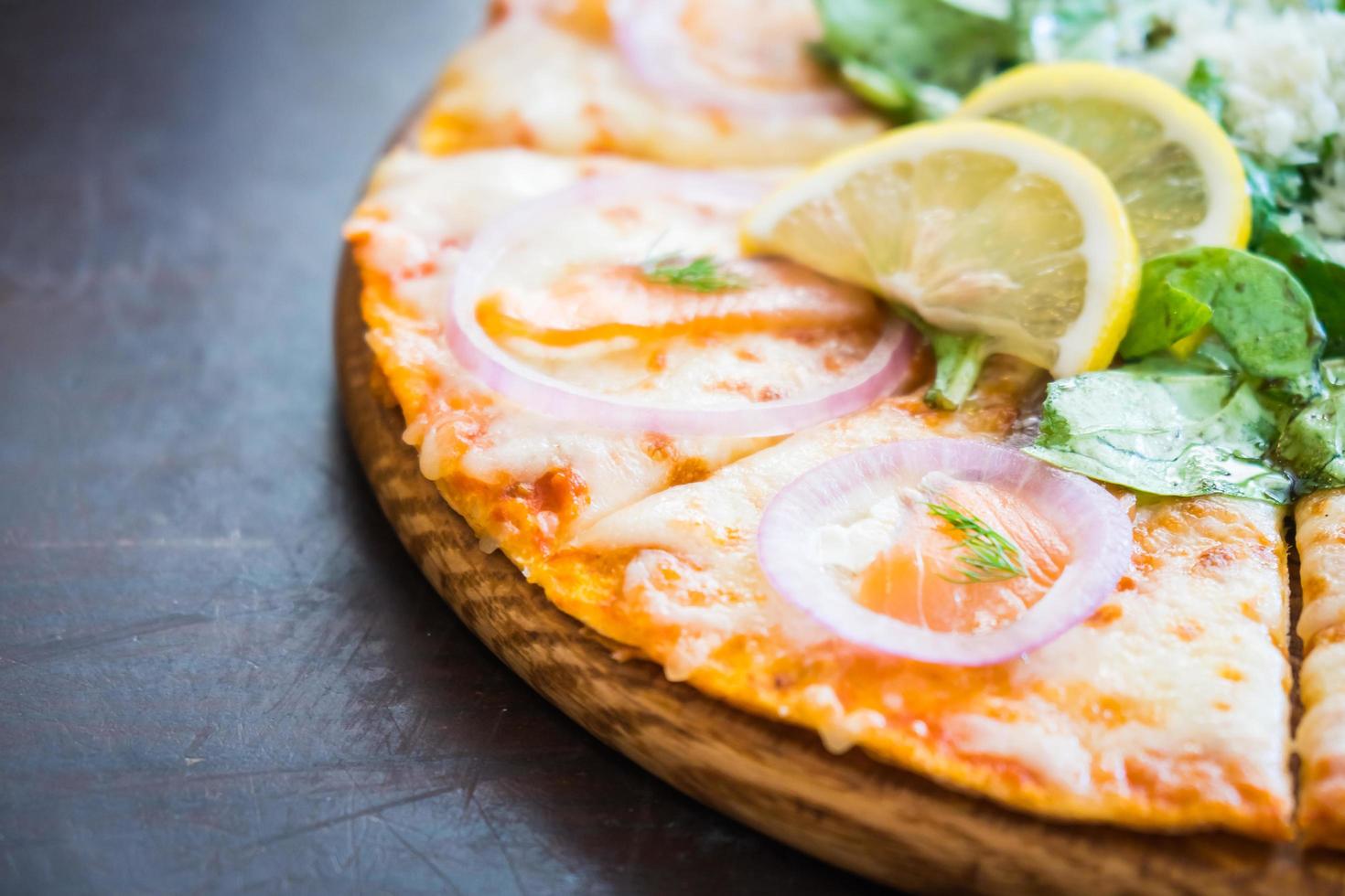 Smoked salmon pizza photo