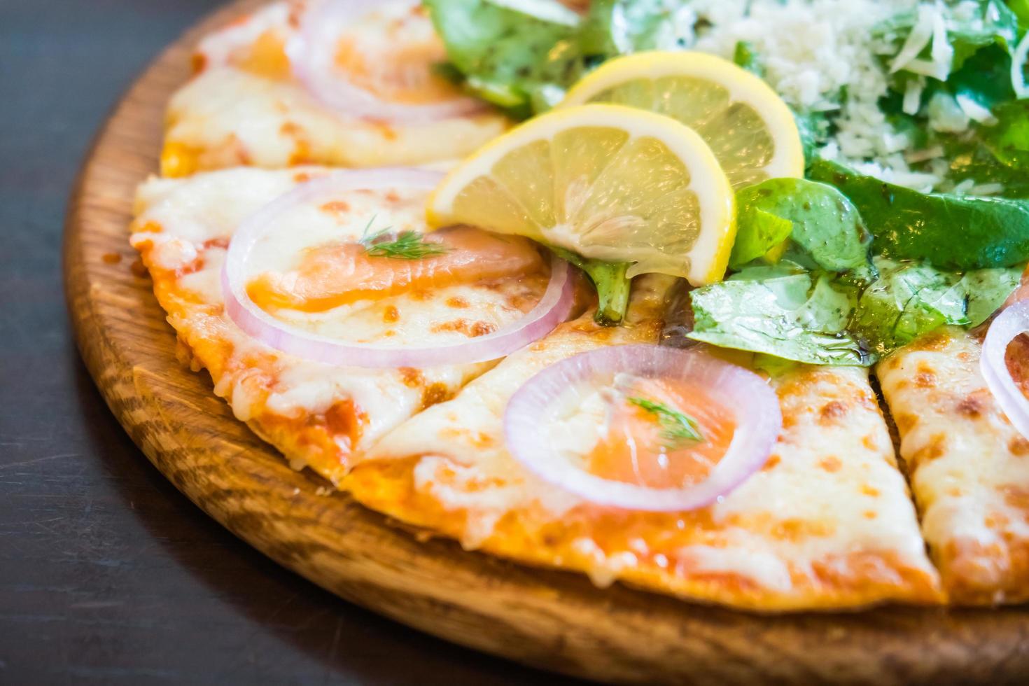 Smoked salmon pizza photo