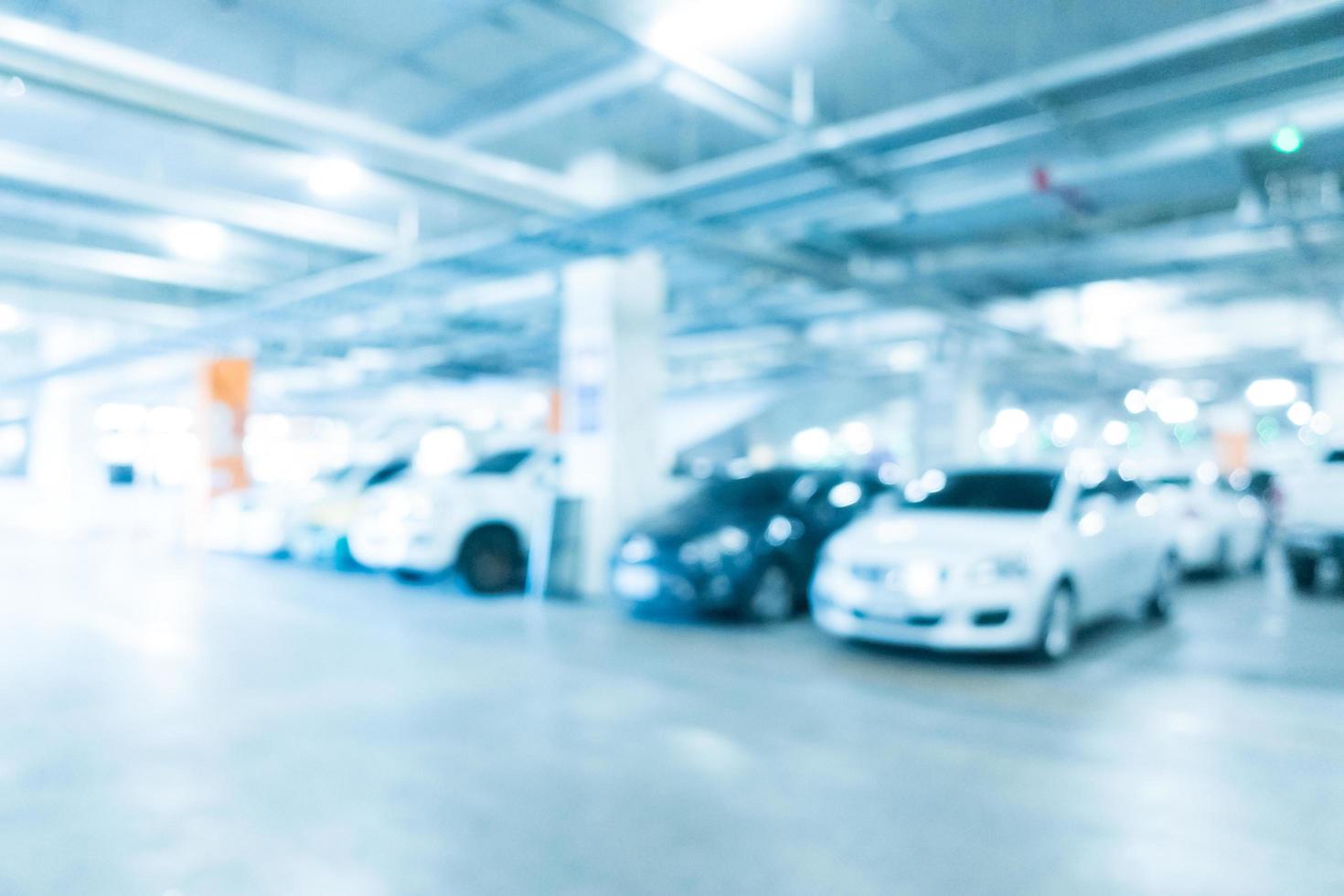 Abstract blur car parking in shopping mall photo