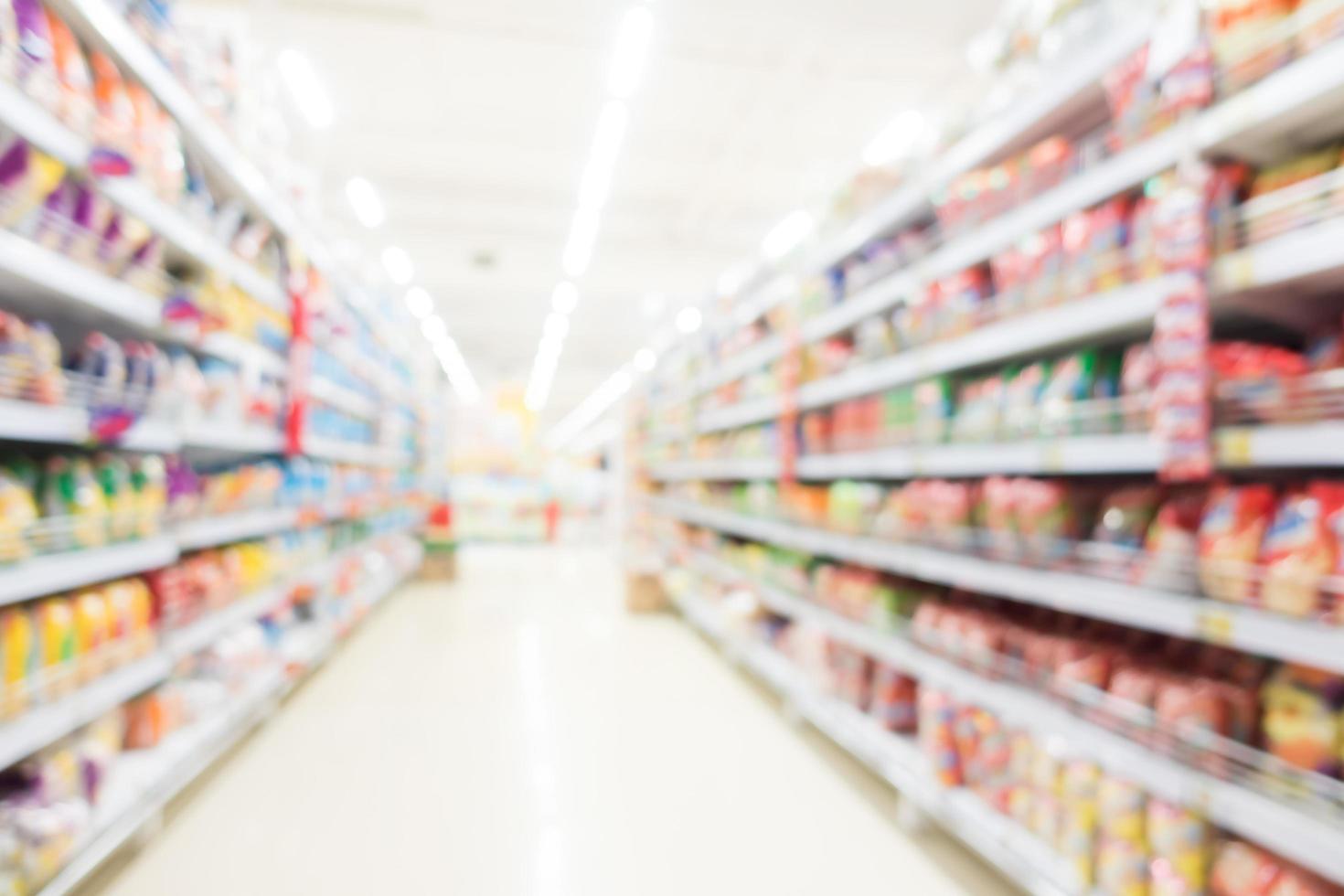 Abstract blur and bokeh supermarket and discount store interior photo