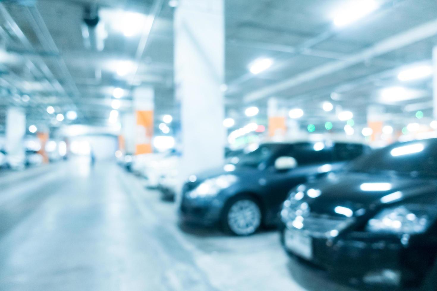 Abstract blur car parking in shopping mall photo