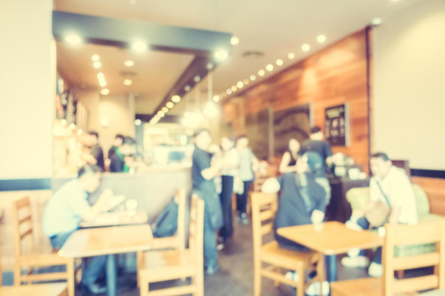 Abstract defocused with blur and bokeh in coffee shop photo