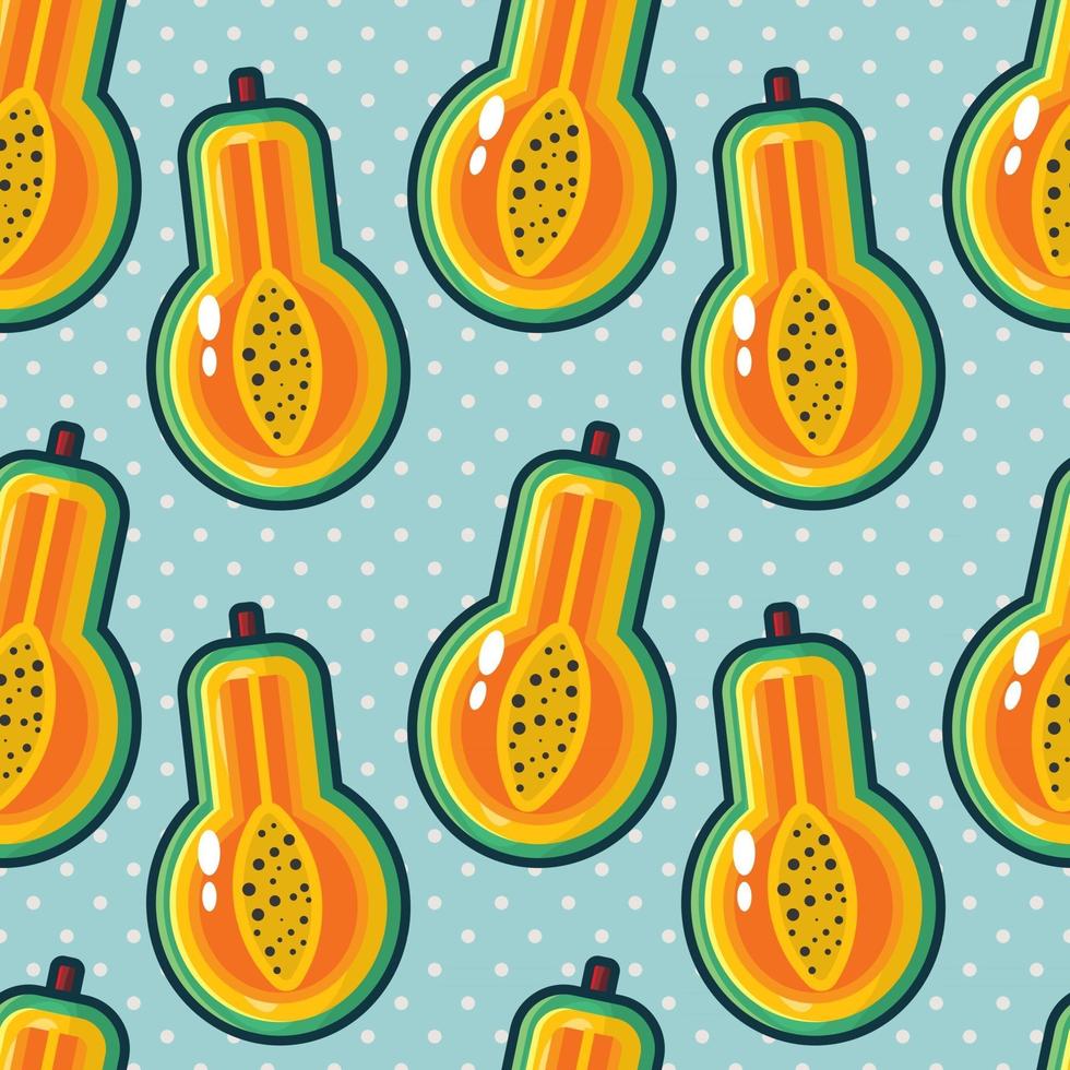 papaya fruit seamless pattern illustration vector