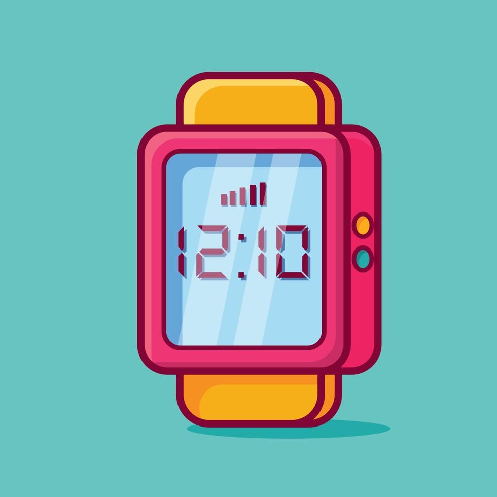 smartwatch isolated cartoon illustration in outline flat style vector