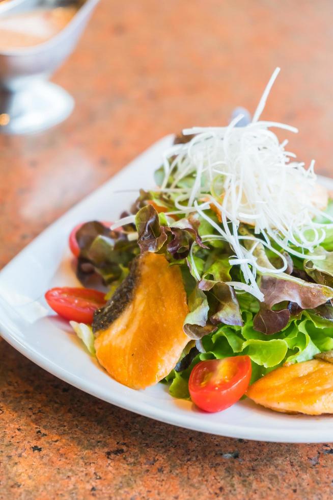 Fried salmon salad photo