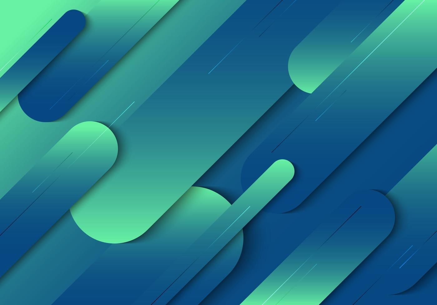 Abstract blue and green gradient diagonal rounded lines shape overlapping background and texture vector