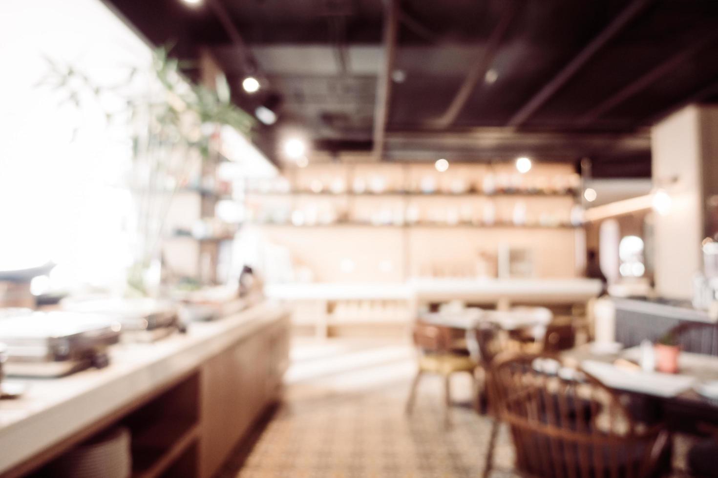 Abstract blur and defocused coffee shop cafe and restaurant interior photo